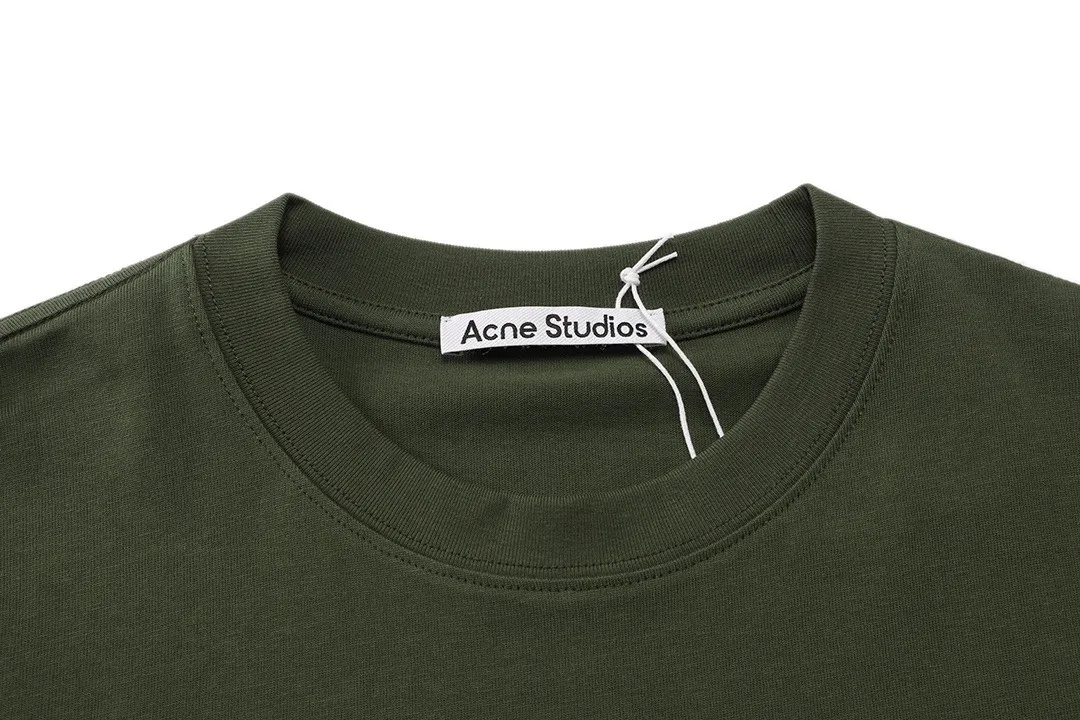 Acne Studios 2026 New Arrival logo Same Style t 100％ 32 ： Green Size：XS S M L